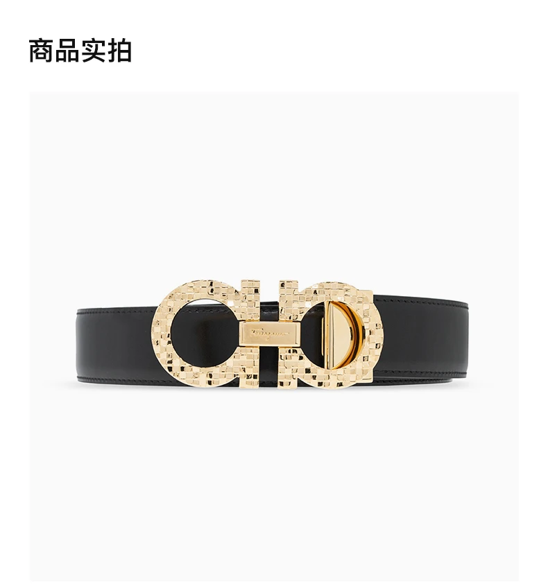 商品Salvatore Ferragamo|SALVATORE FERRAGAMO 男士黑色和海军蓝双面皮革腰带 67-0083-750180【包装随机，部分无包装盒】,价格¥2474,第5张图片详细描述