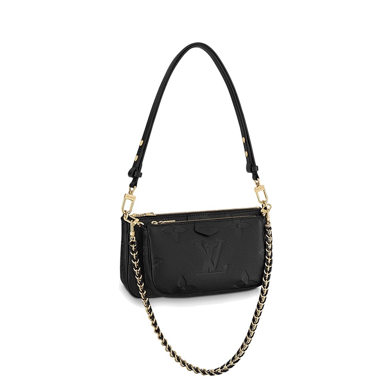 商品Louis Vuitton|预售十天 Louis Vuitton/路易威登  Multi Pochette系列 女士黑色徽标压纹粒面小牛皮可调节肩带链条单肩手拿包M80399,价格¥20760,第4张图片详细描述