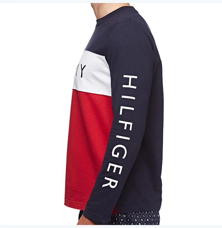 商品[国内直发] Tommy Hilfiger|TOMMY HILFIGER 汤米·希尔费格 男士海军蓝搭配红色长袖运动衫 09T3301-410,价格¥163,第13张图片详细描述