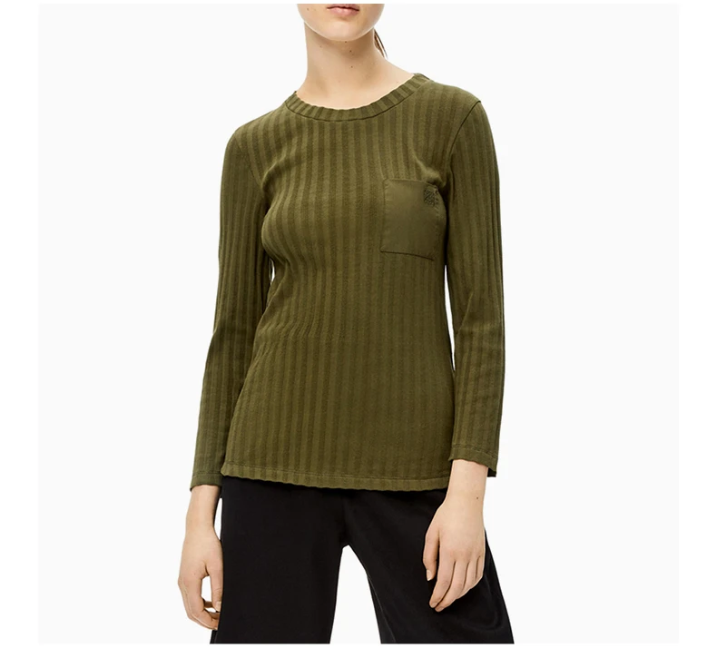 商品Loewe|LOEWE 女士卡其绿色罗纹棉上衣 S540Y07X67-4160,价格¥1788,第3张图片详细描述
