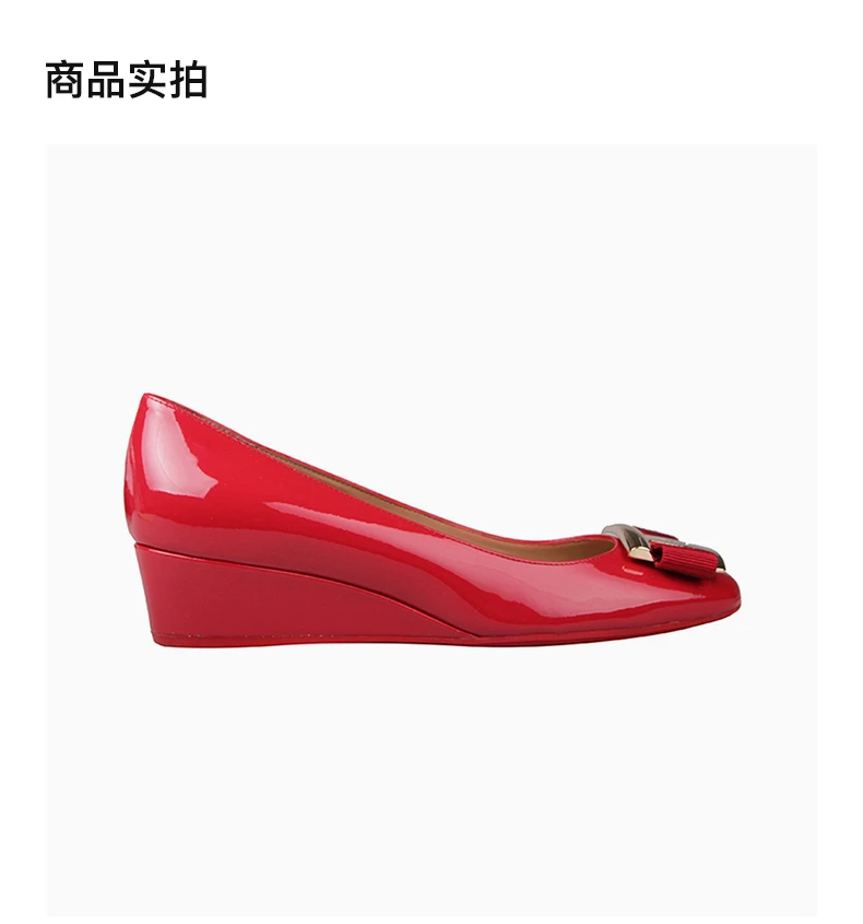 商品[国内直发] Salvatore Ferragamo|SALVATORE FERRAGAMO 女士红色牛皮坡跟鞋休闲鞋 0591075,价格¥2843,第4张图片详细描述