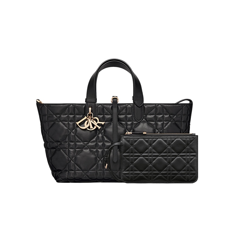 商品Dior|迪奥 23新款 TOUJOURS女士中号黑色牛皮革藤格纹手提包 M2821OSHJ_M900,价格¥27480,第7张图片详细描述