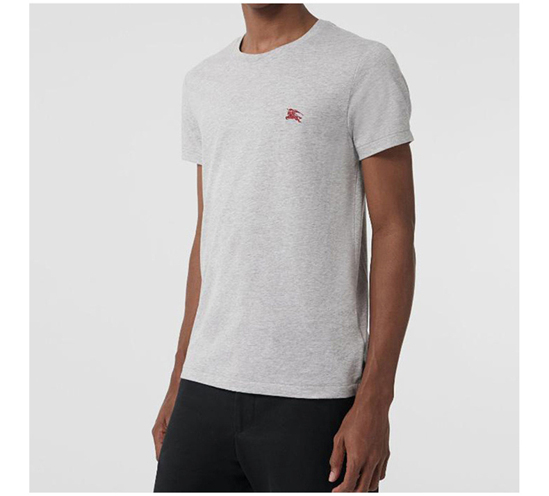 商品Burberry|BURBERRY 男士灰色棉质时尚简约圆领短袖T恤 8027741,价格¥915,第7张图片详细描述
