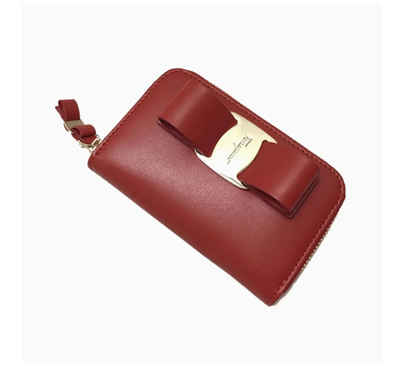 商品Salvatore Ferragamo|SALVATORE FERRAGAMO 女士红色蝴蝶结皮革卡片包 22-D288-691276,价格¥1271,第5张图片详细描述