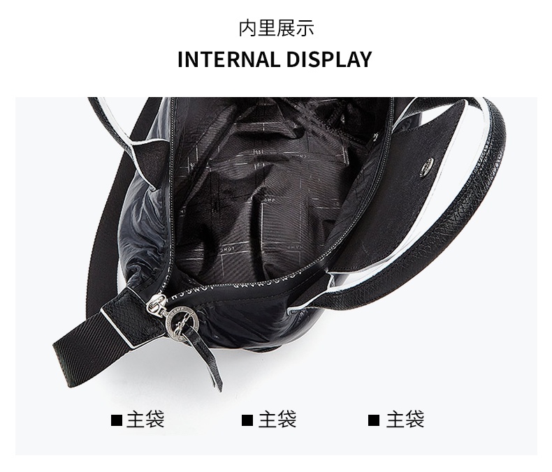 商品[国内直发] Longchamp|珑骧斜挎饺子包LONGCHAMP 奢侈品女士黑色空气棉手提单肩斜挎包礼物送女友L1512 HYA 001,价格¥530,第5张图片详细描述