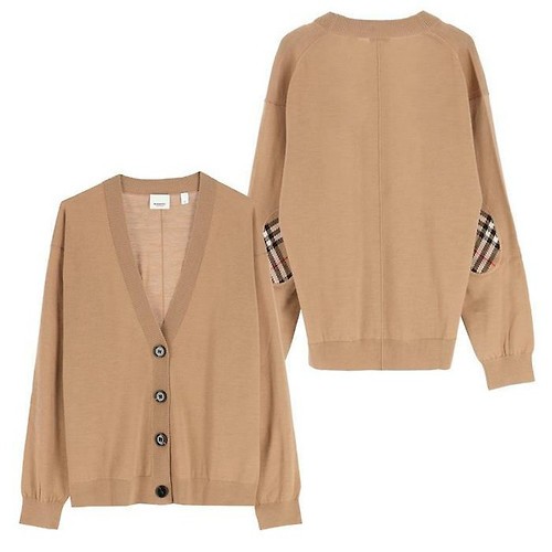 商品Burberry|BURBERRY/博柏利 女士米色羊毛针织开衫 80748851,价格¥1547,第3张图片详细描述