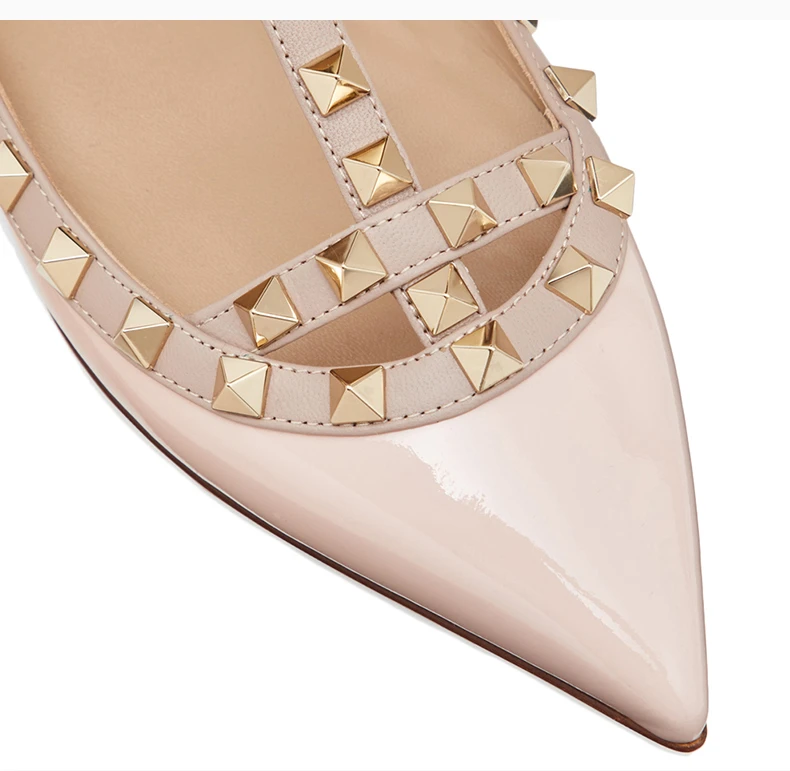 商品[国内直发] Valentino|VALENTINO 女士春夏漆皮系带铆钉平底鞋 TW2S0376-VNW-20L,价格¥5617,第9张图片详细描述