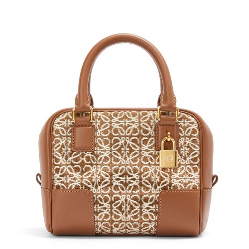 商品Loewe|【包税】LOEWE/罗意威 Amazona 16系列 女士棕褐色/山核桃色徽标提花帆布配皮饰金锁单肩手提包A039N21X03-2713,价格¥15401,第5张图片详细描述