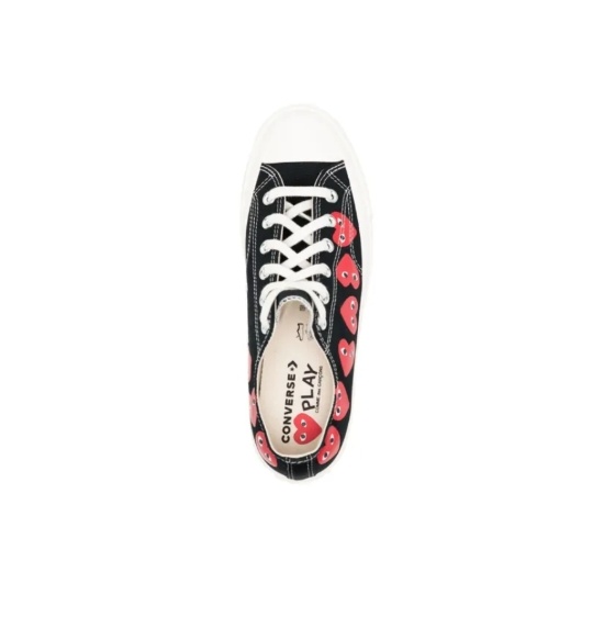 商品[国内直发] Comme des Garcons|ConversexCDG Play 帆布 圆头系带 低帮 板鞋 男女同款 黑色,价格¥975,第6张图片详细描述