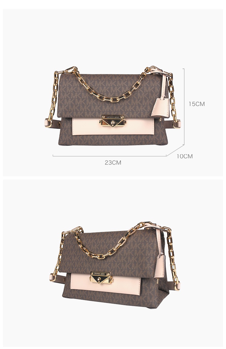 商品Michael Kors|Michael Kors  CECE中号女士PVC配皮单肩斜挎包 30T9G0EL2B-BRN-SFTPINK,价格¥1626,第4张图片详细描述