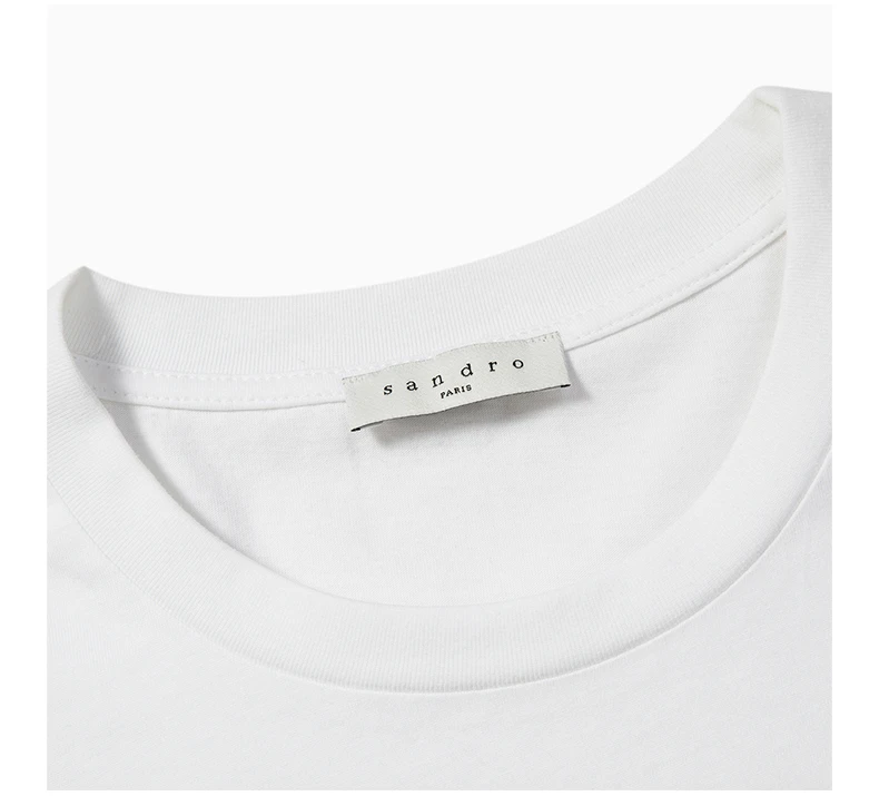 商品[国内直发] Sandro|SANDRO 女士白色棉质T恤 R130068P-WHITE,价格¥270,第7张图片详细描述