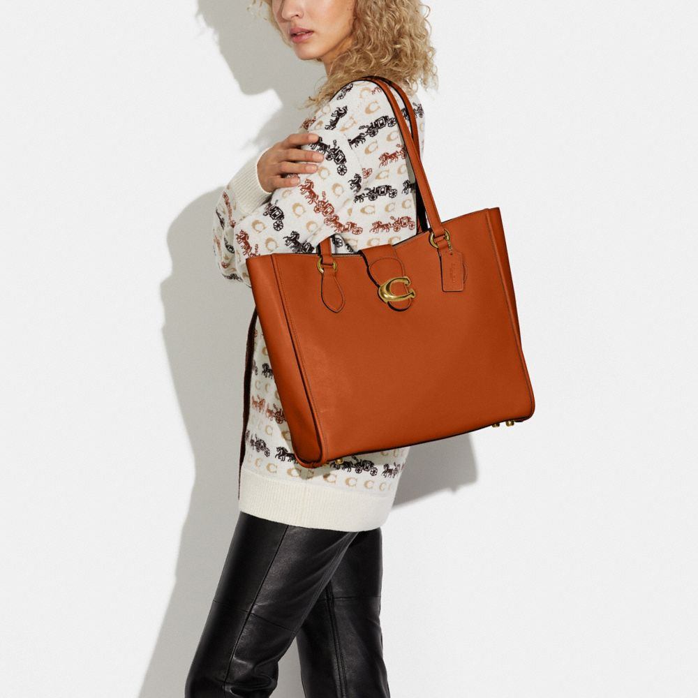 商品[国内直发] Coach|蔻驰女包COACH奢侈品女士专柜款大号手提托特包牛皮革手提包出游包CA114 B4NL4,价格¥1978,第2张图片详细描述