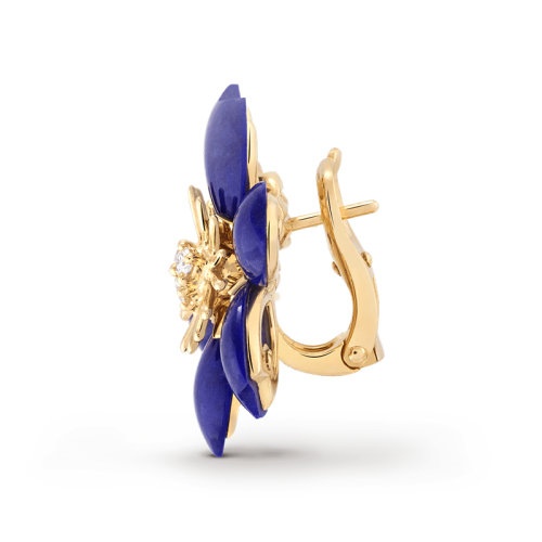 商品Van Cleef & Arpels| 预订款 Van Cleef & Arpels/梵克雅宝 Rose de Noël系列 18k金黄金饰有青金石镶嵌钻石迷你圣诞玫瑰耳环  VCARP7RW00,价格¥179364,第2张图片详细描述