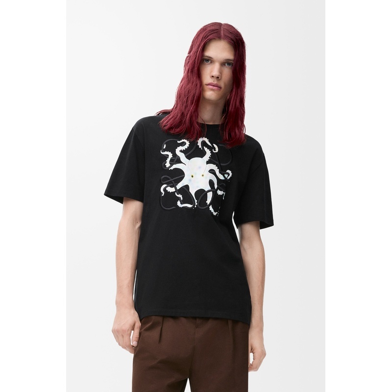 商品Loewe|LOEWE/罗意威 男士黑色棉短袖T恤,价格¥4422,第3张图片详细描述