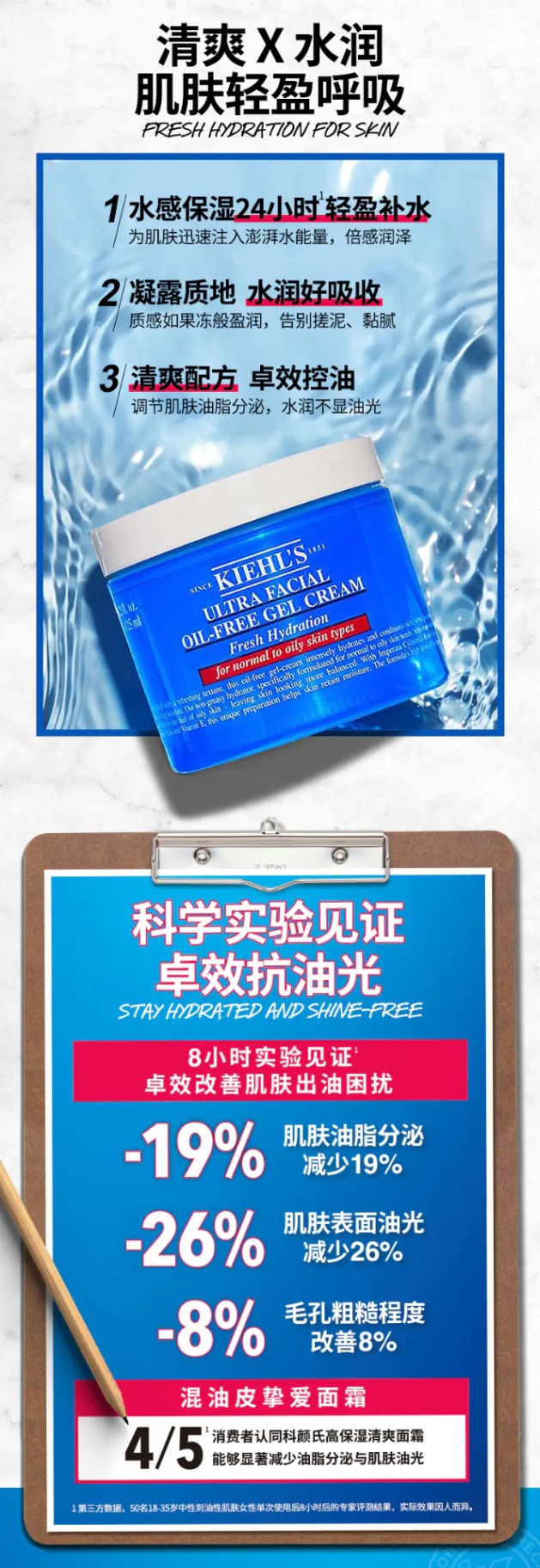 商品Kiehl's|科颜氏高保湿清爽面霜50ml/125ml清爽夏日拒绝油光【香港直邮】,价格¥179,第2张图片详细描述