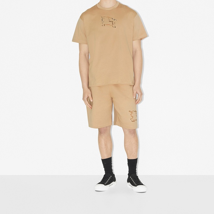 商品Burberry|BURBERRY博柏利 23新款 男士柔黄褐色纯棉马术骑士T恤80727031,价格¥4480,第12张图片详细描述