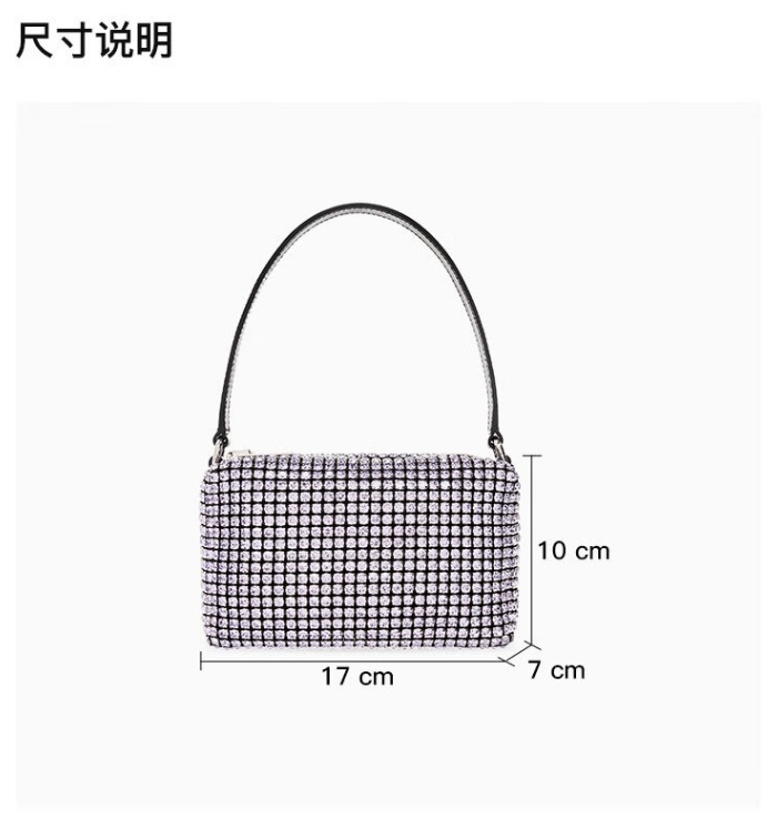 商品[国内直发] 【春节不打烊国内现货速发】 Alexander Wang|亚历山大·王（Alexander Wang）女包 水晶水钻链网带提手腋下包 时尚手提单肩包,价格¥4749,第2张图片详细描述