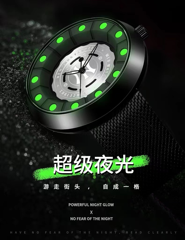 商品[国内直发] MLB|2020新品个性时尚款夜光男表防水石英表NY009,价格¥447,第1张图片详细描述