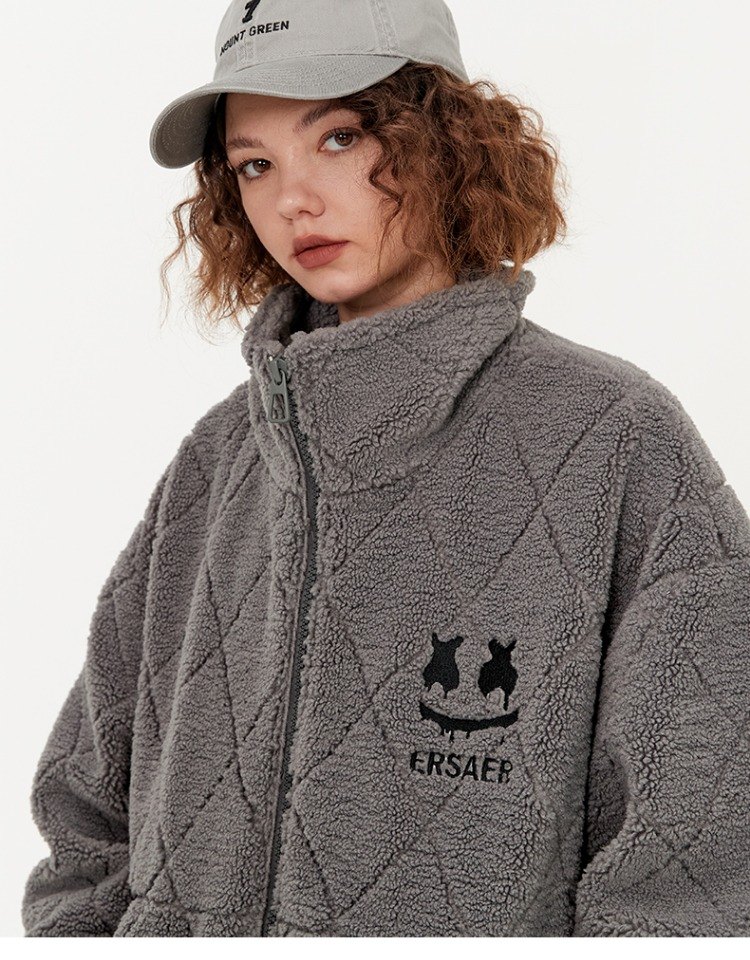 商品[国内直发] ERASER| ER 基础logo刺绣仿羊羔毛棉衣男女同款冬潮牌宽松摇粒绒情侣夹克棉服外套ERyg2255339,价格¥369,第12张图片详细描述