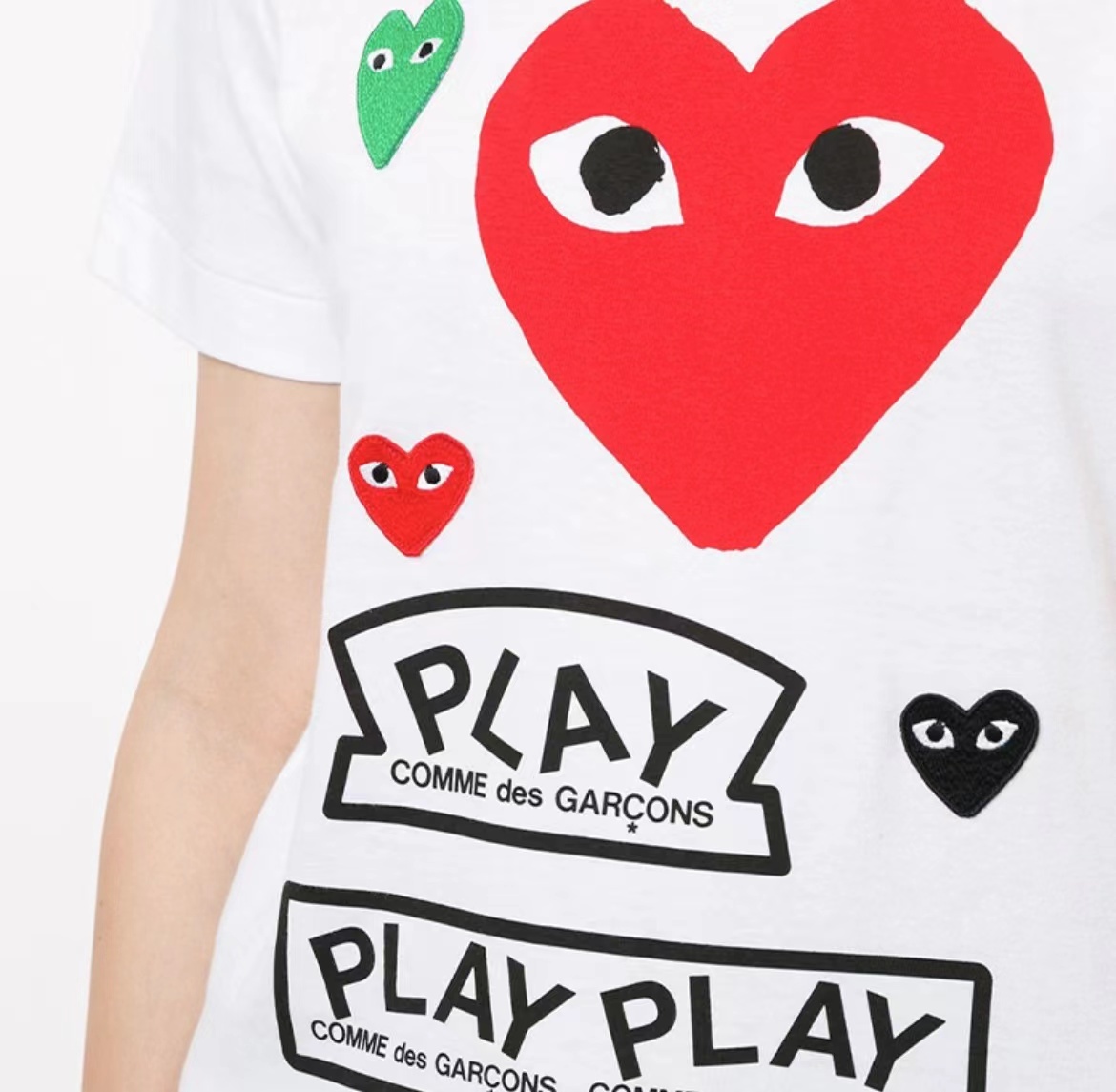 商品Comme des Garcons|红色爱心短袖女款白色AZ-T279-051（澳门仓发货）,价格¥933,第3张图片详细描述