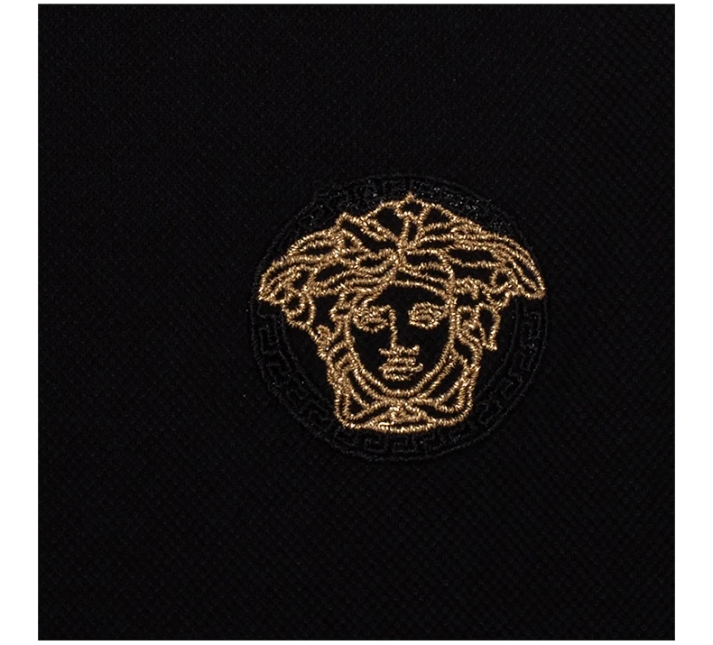 商品Versace|VERSACE 范思哲 男士黑色印花短袖POLO衫,价格¥2666,第1张图片详细描述