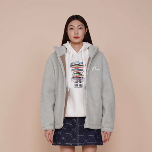 商品Evisu|【享贝家】（预售款一周后发��货）Evisu惠美寿福神22新款绒夹克棉服男女同款黑色/灰色/粉色/黄色/白色 EU5UTS941,价格¥537,第5张图片详细描述