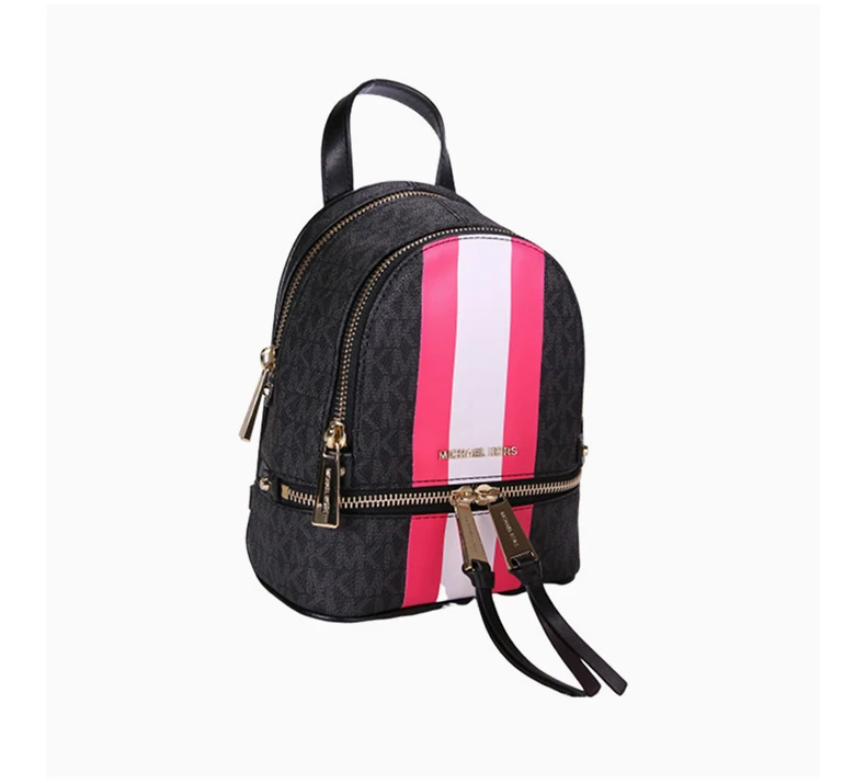 商品Michael Kors|MICHAEL KORS 女士黑色拼粉白色字母双肩包 30T9LEZB1B-BLKNEONPINK,价格¥1360,第1张图片详细描述
