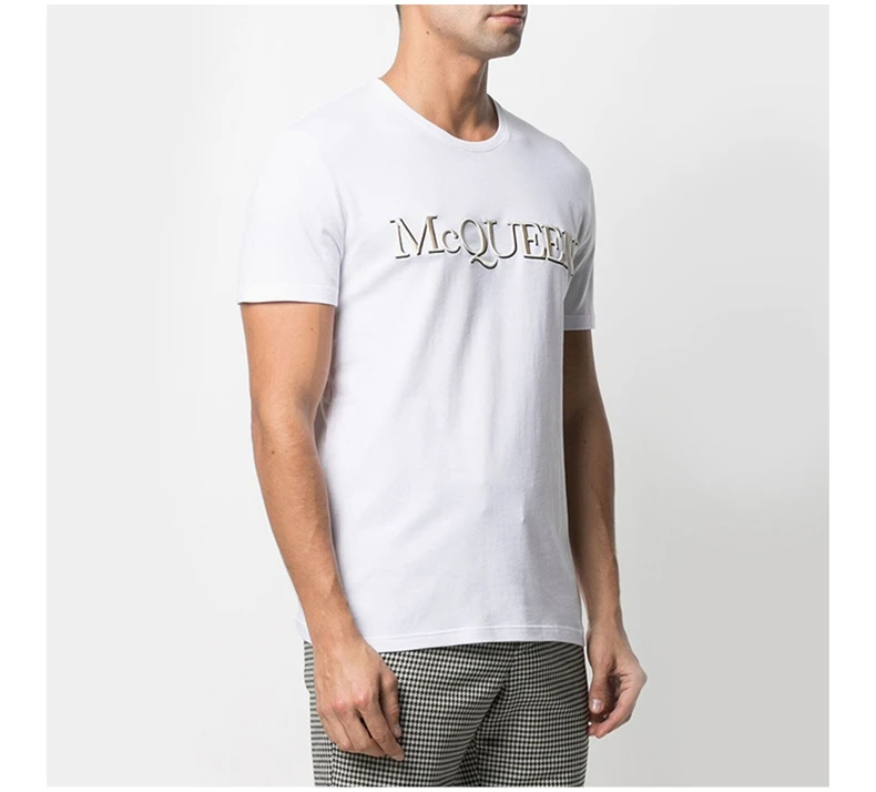 商品Alexander McQueen|ALEXANDER MCQUEEN 亚历山大·麦昆 男士白色棉质T恤 649876-QQZ56-0900,价格¥1984,第7张图片详细描述