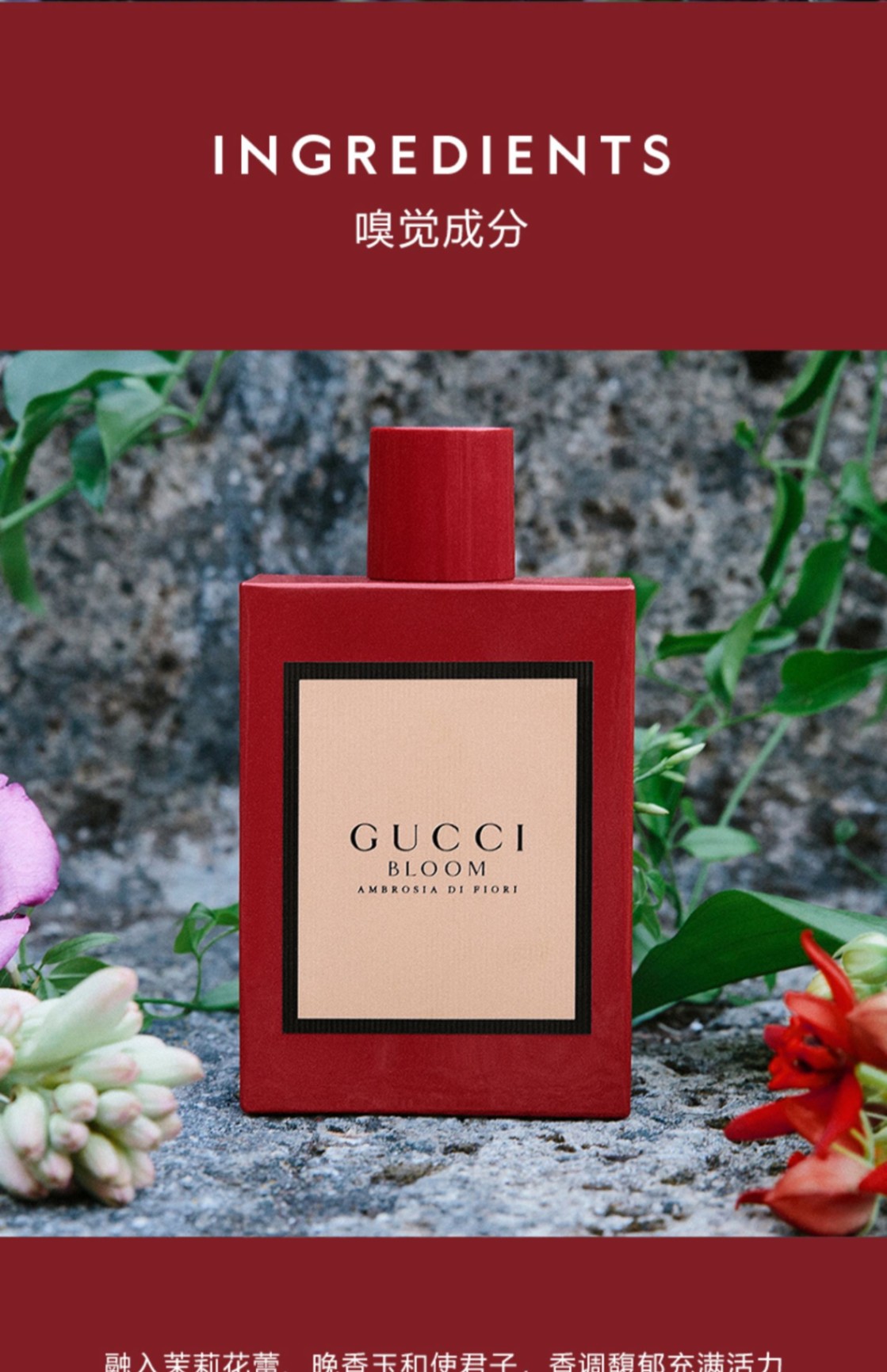 商品Gucci|Gucci 古驰 花悦馥意女士香水BLOOM玫瑰茉莉香调 100ml 馥郁香调 充满活力,价格¥794,第3张图片详细描述