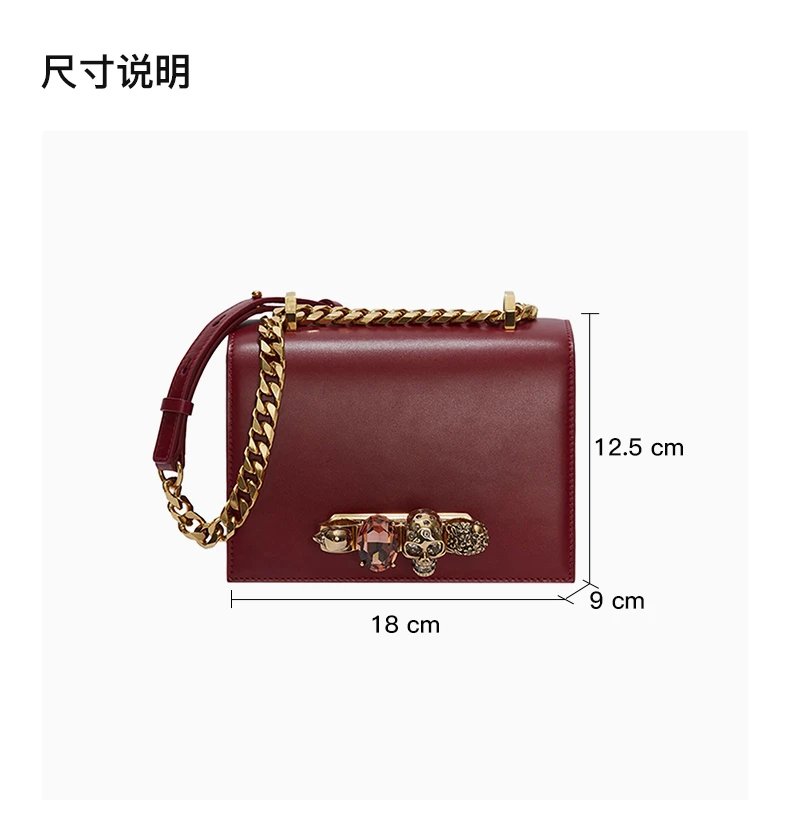 商品[国内直发] Alexander McQueen|ALEXANDER MCQUEEN 红色女士斜挎包 558541-CMO0T-5540,价格¥4919,第3张图片详细描述