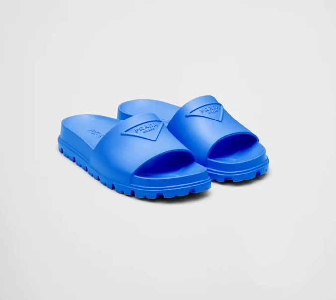 商品Prada|PRADA 蓝色女士露趾平底拖鞋 1XX626-3LKV-F0013,价格¥1861,第1张图片详细描述