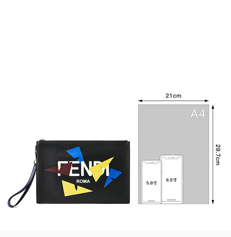 商品Fendi|FENDI 男士黑色手拿包 7N0110-AC9I-F0X93,价格¥4412,第4张图片详细描述