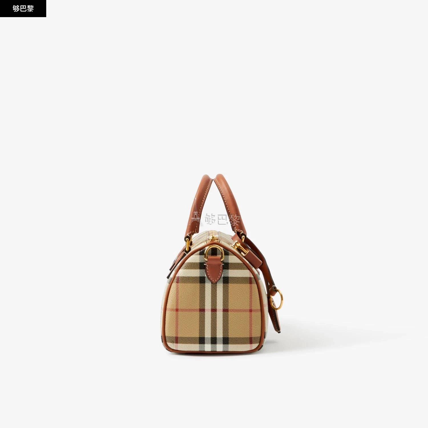 商品Burberry|【预售】 巴宝莉 25春夏 女士 手提包 格纹迷你保龄球包 80713571 ,价格¥9584,第4张图片详细描述