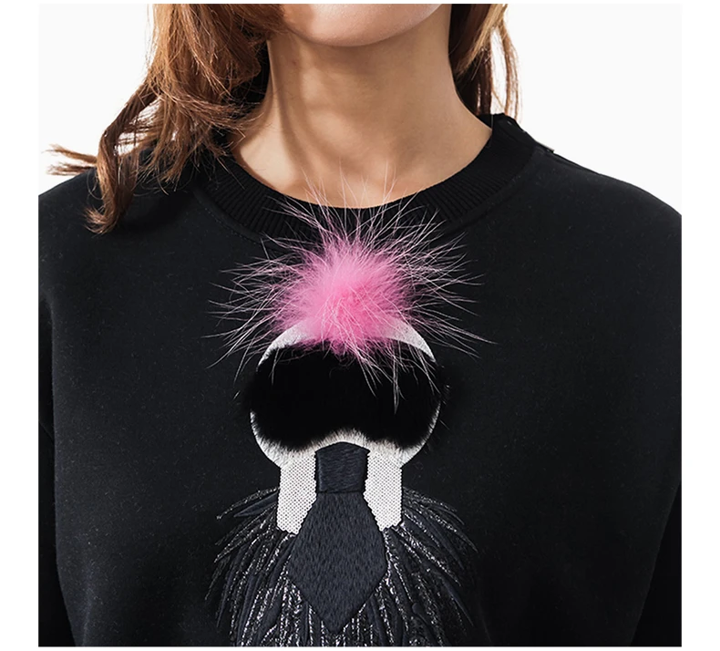 商品Fendi|FENDI 女士黑色棉质圆领卫衣 FS6641-6B8-F0GME,价格¥5666,第5张图片详细描述