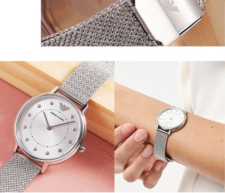 商品[国内直发] Emporio Armani|Armani阿玛尼满天星女士手表女款时尚镶钻编织钢带石英表AR11128,价格¥1362,第6张图片详细描述