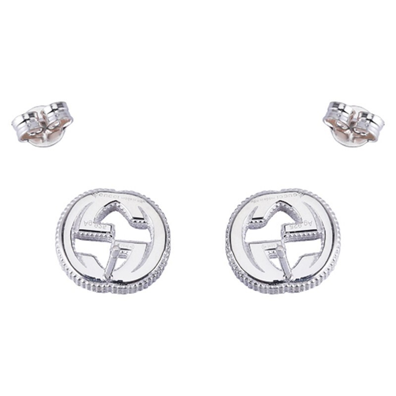 商品[国内直发] Gucci|GUCCI 古驰 Interlocking G 纯银耳环,价格¥1537,第4张图片详细描述
