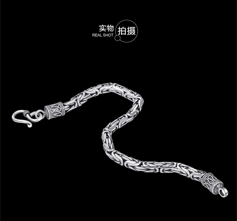 商品[国内直发] 【春节不打烊国内现货速发】 MYFD|MYFD 手链男S925银饰品复古个性龙骨浮雕男士手链,价格¥183,第6张图片详细描述