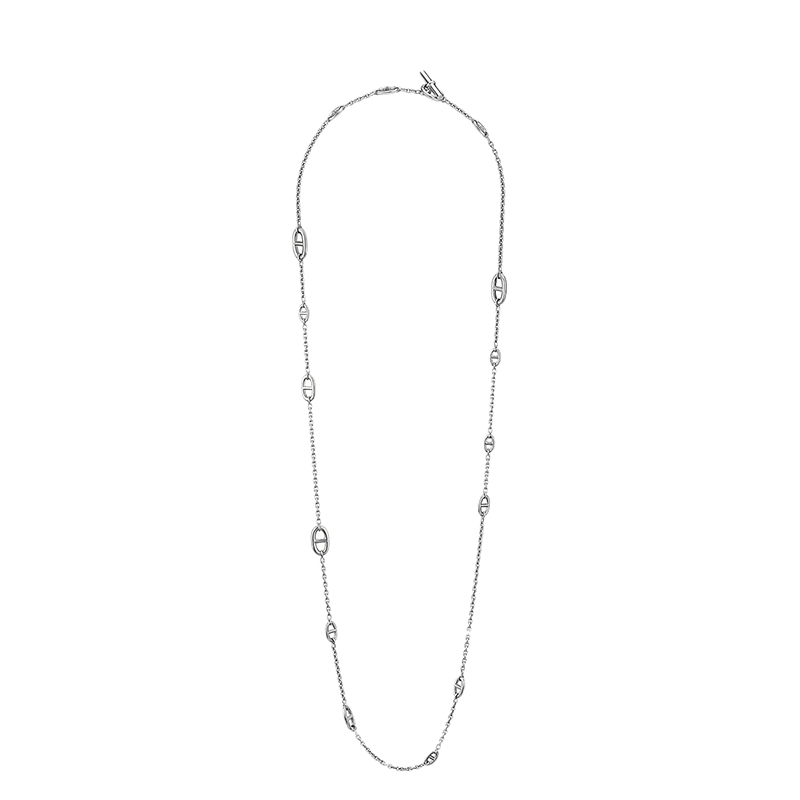 商品Hermes| HERMES/爱马仕 经典Farandole 120系列 925纯银猪鼻子长项链H104568B,价格¥10674,第3张图片详细描述