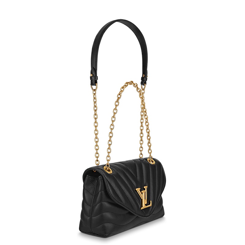 商品Louis Vuitton|预售十天 Louis Vuitton/路易威登 22春夏新款NEW WAVE系列 女士黑色绗缝光滑牛皮革复古金扣金链单肩斜跨手提链条包M58552,价格¥21127,第3张图片详细描述