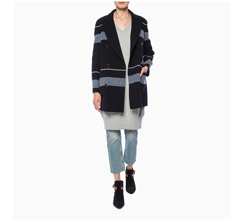 商品Emporio Armani|EMPORIO ARMANI 女士条纹羊毛大衣 1NL37T-19939-099,价格¥3864,第7张图片详细描述