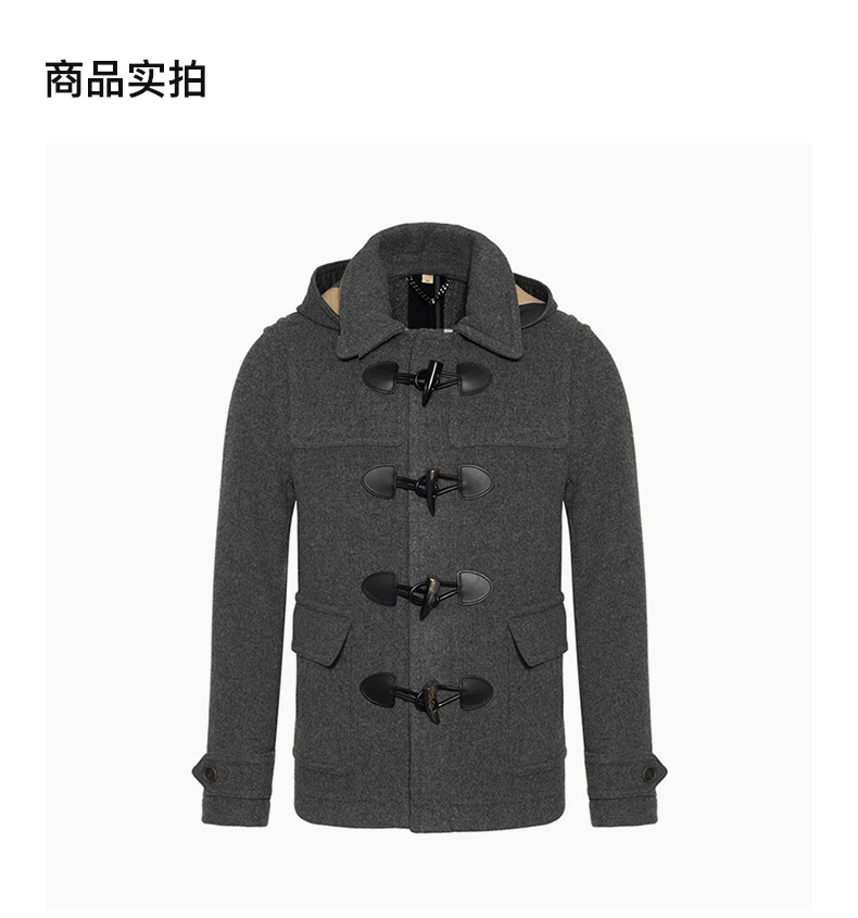 商品Burberry|BURBERRY 男士深灰色羊毛外套 8008648,价格¥4879,第4张图片详细描述