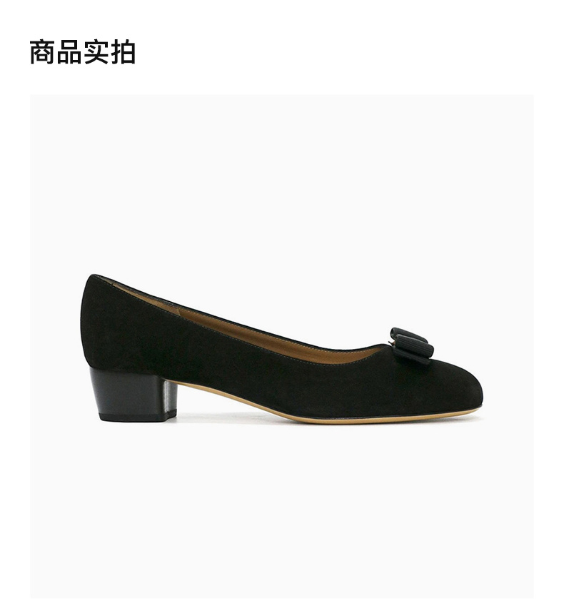 商品[国内直发] Salvatore Ferragamo|SALVATORE FERRAGAMO 女士黑色绒面革高跟鞋 0581488,价格¥2954,第4张图片详细描述