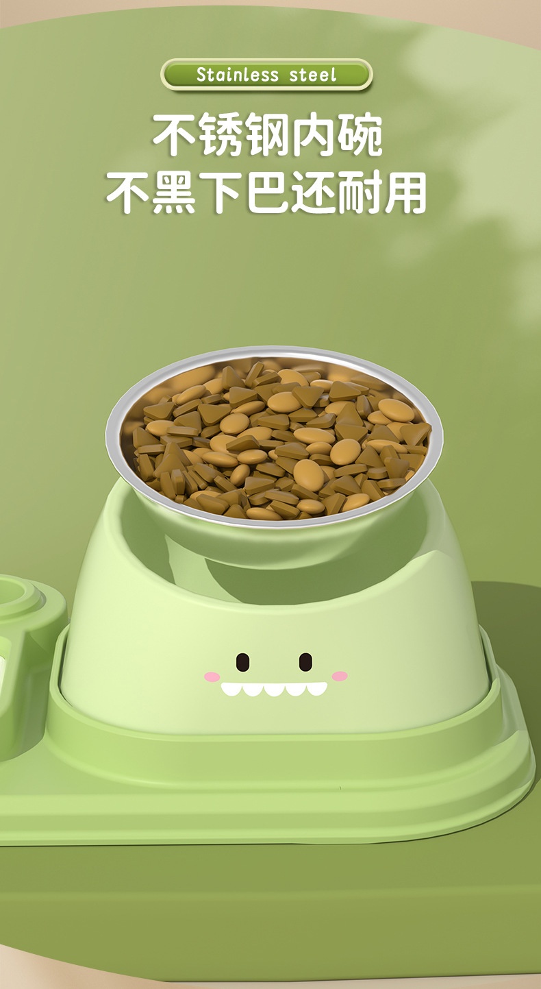 商品[国内直发] GLENVINTEN|不锈钢猫碗狗碗双碗保护颈椎猫碗斜口慢食自动饮水器三合一宠物碗,价格¥111,第8张图片详细描述