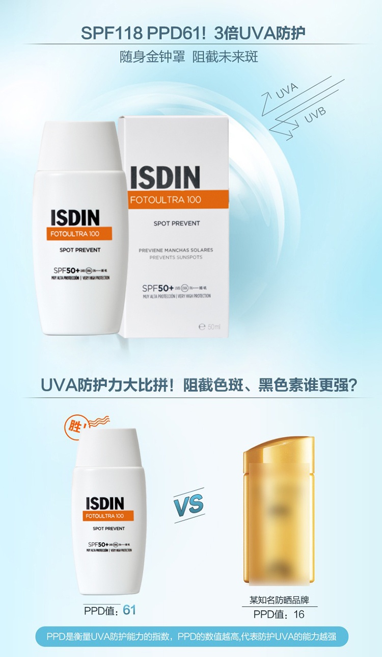 商品ISDIN|Isdin怡思丁户外高倍防晒霜50ml SPF50+,价格¥242,第9张图片详细描述