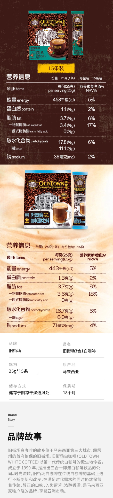商品[国内直发] OldTown|马来西亚老街旧街场白咖啡速溶咖啡三合一,价格¥61,第6张图片详细描述