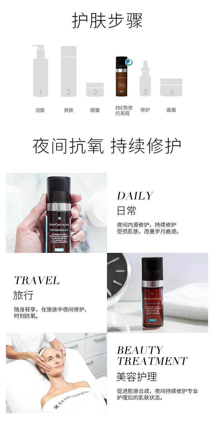 商品SkinCeuticals|修丽可RBE夜间精华液15ml/30ml修复凝露紧致肌肤淡纹修护【香港直邮】,价格¥66,第4张图片详细描述