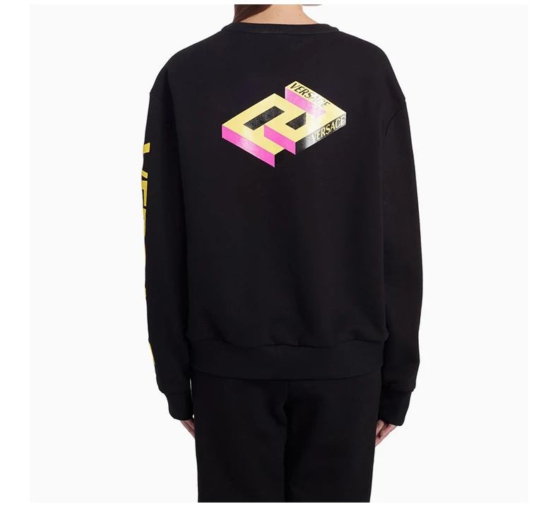 商品Versace|VERSACE 女士黑色霓虹标志图案运动衫 10021731-A01174-1B000,价格¥3624,第6张图片详细描述