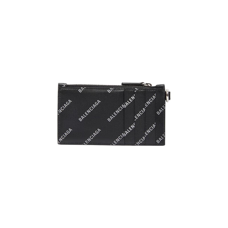 商品Balenciaga|巴黎世家（BALENCIAGA）男士黑色小牛皮反光标志钥匙圈卡包,价格¥2684,第4张图片详细描述