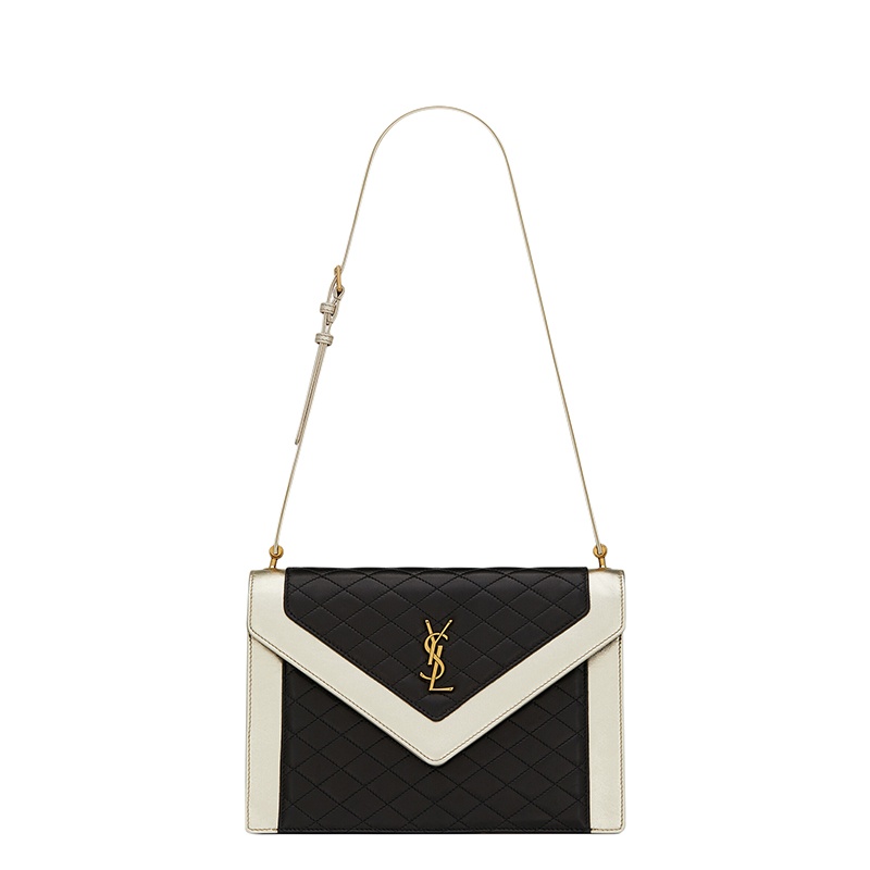 商品Yves Saint Laurent| SAINT LAURENT PARIS/圣罗兰 YSL  GABY系列 女士黑色拼色羊皮革金银丝皮革手提单肩腋下包,价格¥17274,第2张图片详细描述