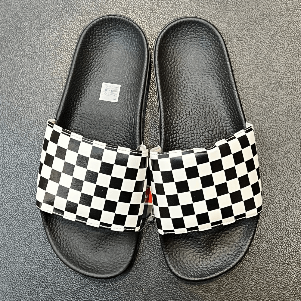商品Vans|【韩国直邮|包邮包税】万斯 Slide-On #拖鞋 # Checkerboard #男士鞋 #black/white (VN0004KIIP9),价格¥244,第2张图片详细描述